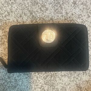 Vera Bradley Black Quilted Large Turnlock Wallet